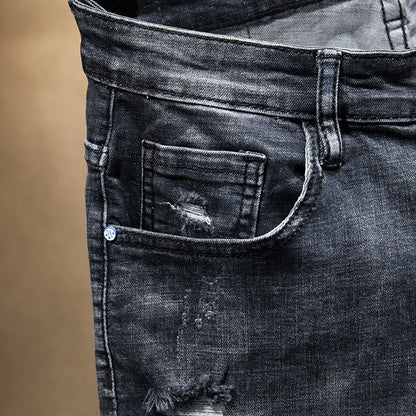 Seluar Pendek Denim Koyak Lelaki Jenama Fesyen Musim Panas