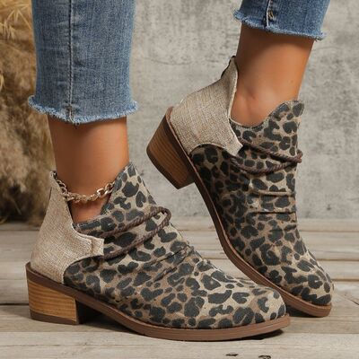 Contrast Canvas Low Heel Boots - Munsieur