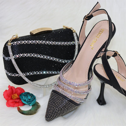 Women's Graduation Set Royal Blue Square Handbag + Pointed Pumps Set