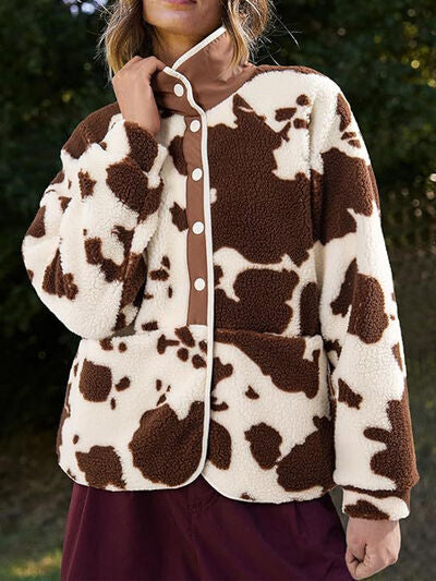 Pocketed Half Snap Sherpa Jacket - Munsieur