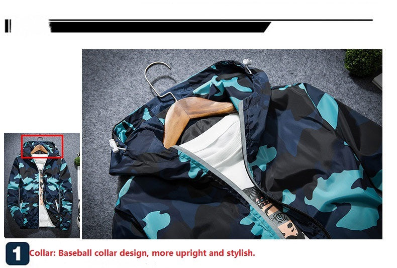 Men Fashion Brand Camouflage Coat Luminous Zipper MWJ011