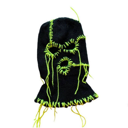 Handmade Knitted Colorful Line Hat Mask