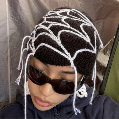 Handmade Knitted Colorful Line Hat Mask