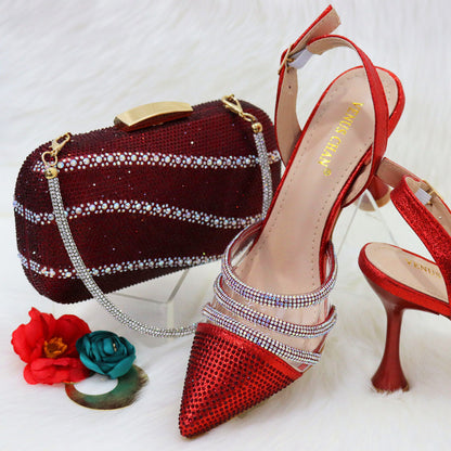 Women's Graduation Set Royal Blue Square Handbag + Pointed Pumps Set