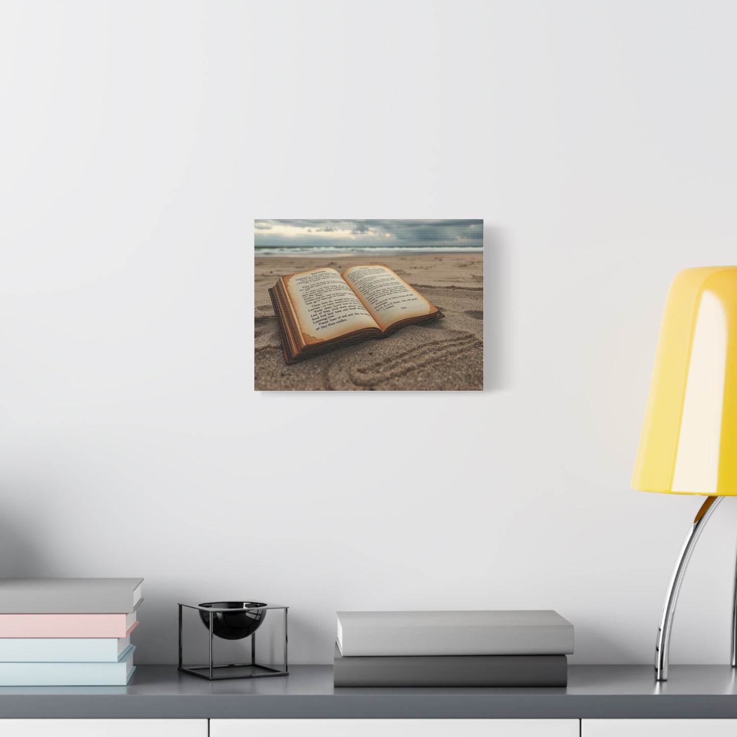 Ocean Themed Stretched Canvas Print, Coastal Decor, Book Lovers Art, Beach Home Decor, Nautical Wall Art