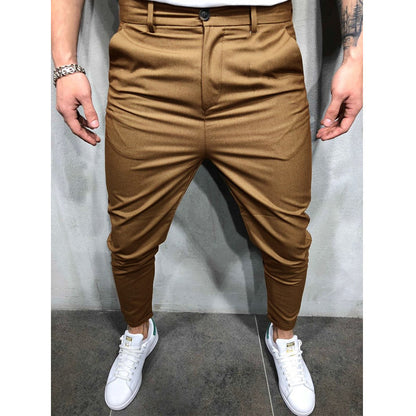 Men's Solid Color Slim-fit Pants Casual