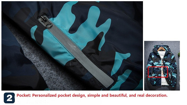 Men Fashion Brand Camouflage Coat Luminous Zipper MWJ011
