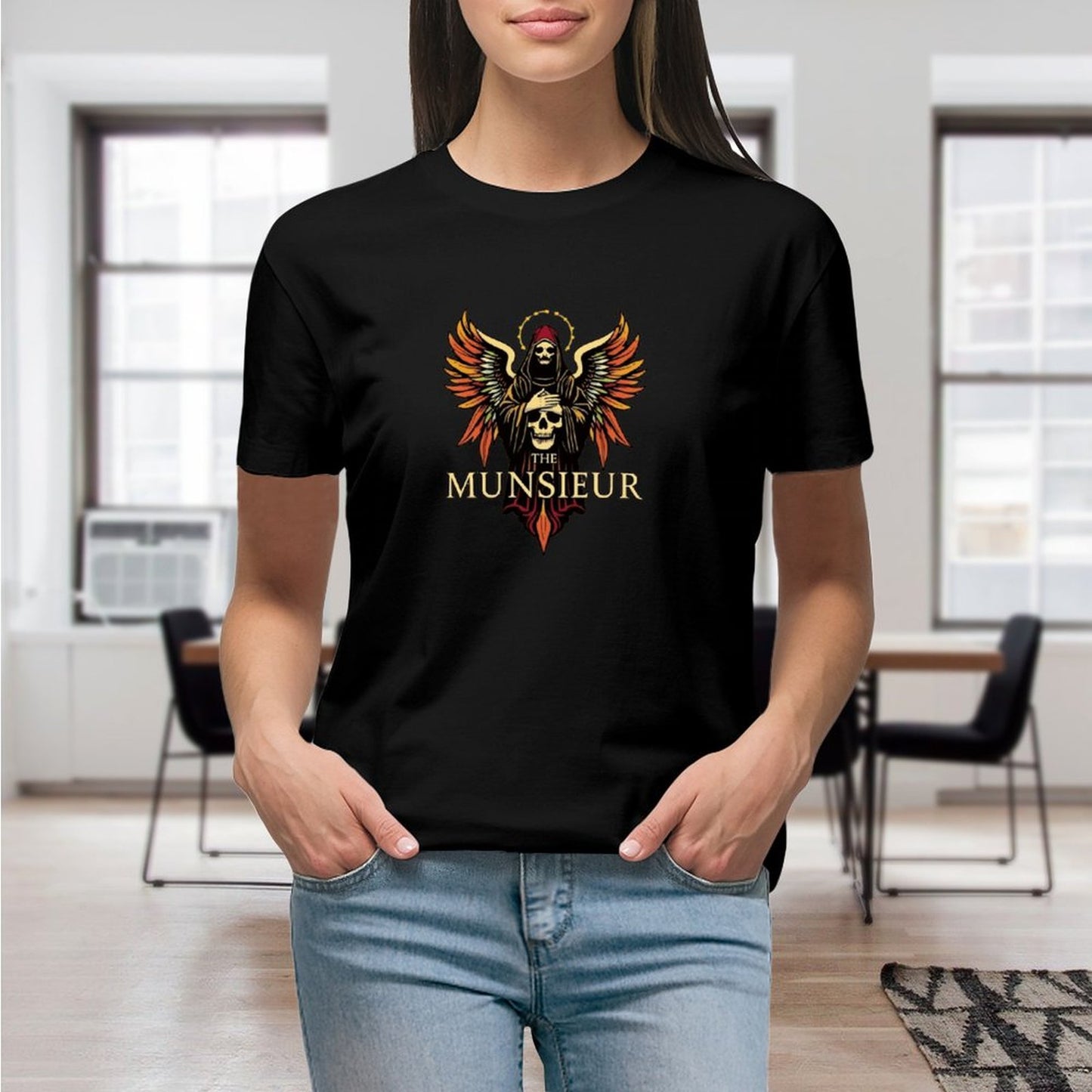 Munsieur Women's Brand T-shirt "Rebellious Angel" Designer Streetwear for Her