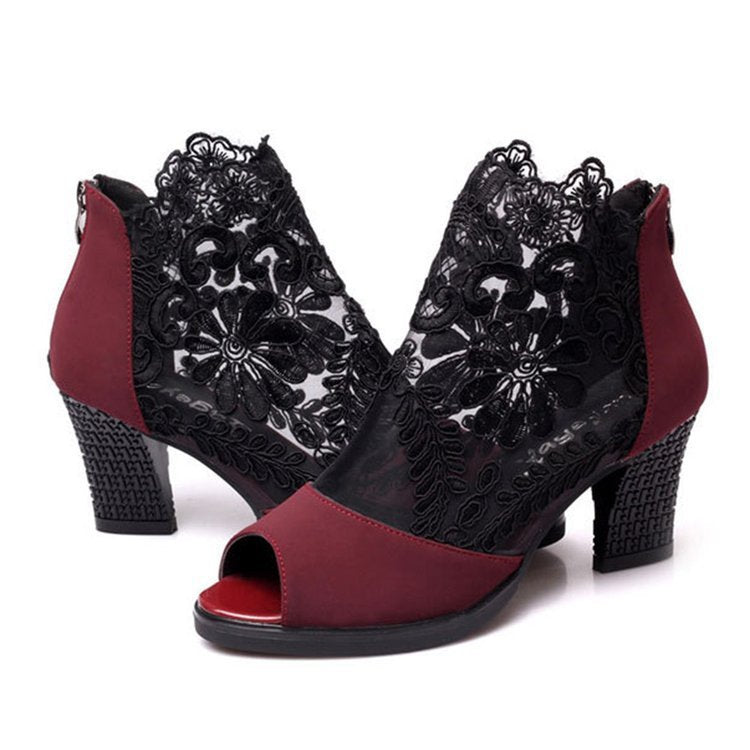 Women's Ankle Boots Summer Sexy Flower Plus Size 35-43