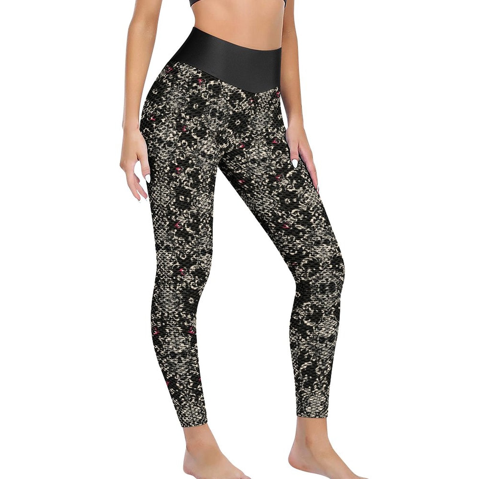 Custom Printed Honeycomb Textured Yoga Leggings for Women