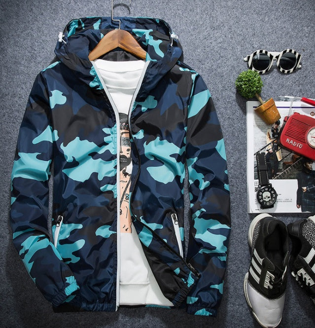 Men Fashion Brand Camouflage Coat Luminous Zipper MWJ011