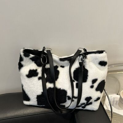Cow Print Furry Tote Bag - Munsieur
