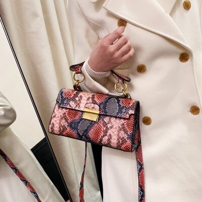 PU Leather Snakeskin Print Crossbody Bag - Munsieur