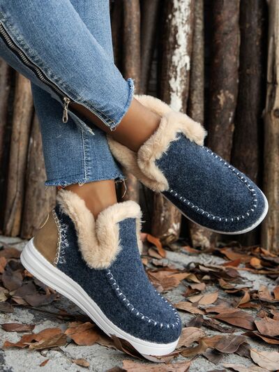 Furry Suede Round Toe Flat Sneakers - Munsieur