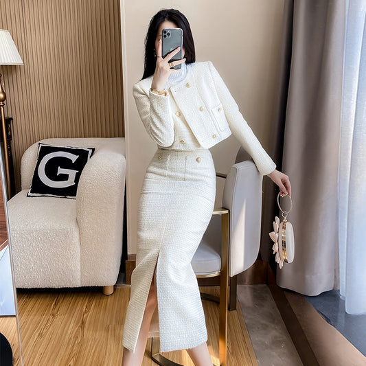 Women's Fashion Woolen Skirt Two-piece Set - Munsieur