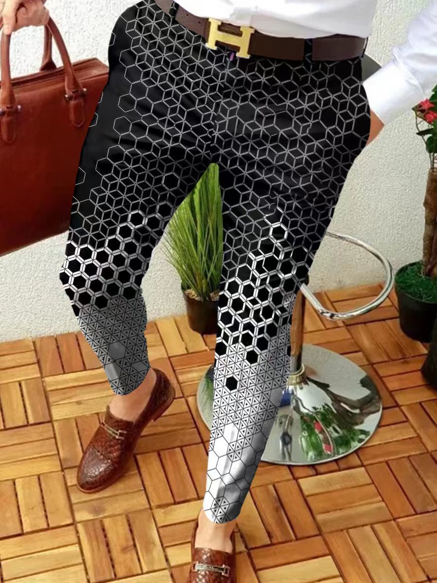 Men's Casual Abstract Contrast Micro-stretch Pants