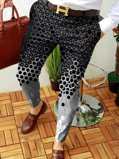 Men's Casual Abstract Contrast Micro-stretch Pants
