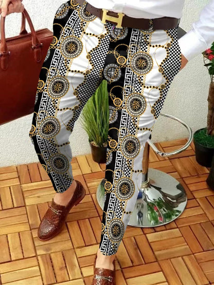 Men's Casual Abstract Contrast Micro-stretch Pants