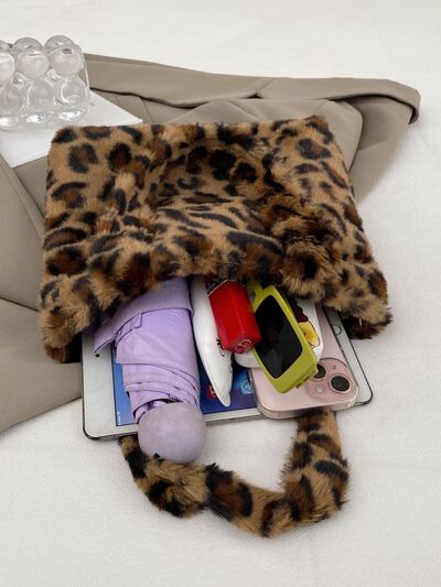 Leopard Fluff Handbag with Zip - Munsieur