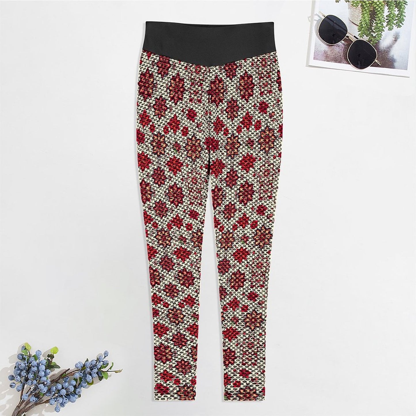 Custom Printed Honeycomb Textured Yoga Leggings for Women