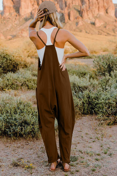 Double Take Full Size V-Neck Sleeveless Jumpsuit with Pockets - Munsieur