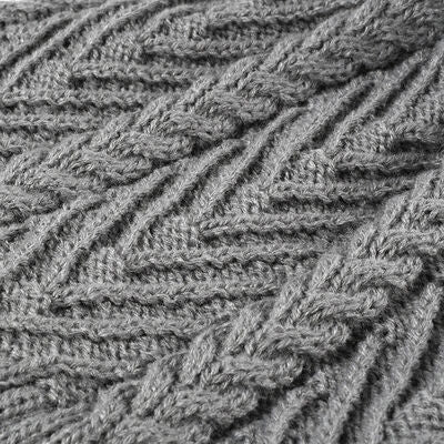 Cable Knit Solid Color Hat with Pompom - Munsieur