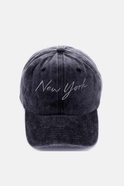 Zenana Washed Embroidered City Baseball Cap - Munsieur