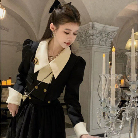 Graceful And Fashionable Color 2pc. Contrast Patchwork Small High Waist Skirt - Munsieur