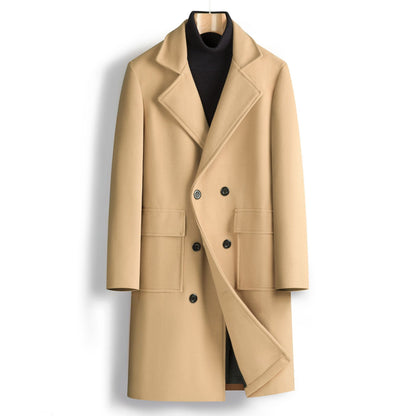 Fall Winter Men Double Breasted Mid-length Coat - Munsieur