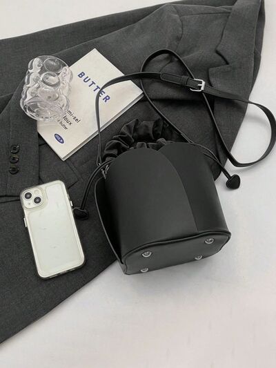 PU Leather Drawstring Bucket Bag - Munsieur