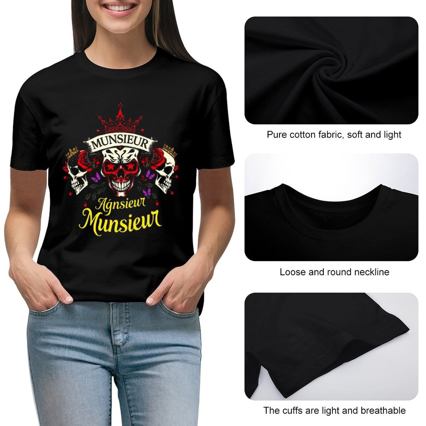Munsieur Women's Custom T-Shirt "Agnsieur" Streetwear for Her