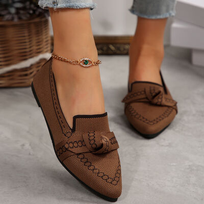 knitted Slip-On Flats with Bow - Munsieur