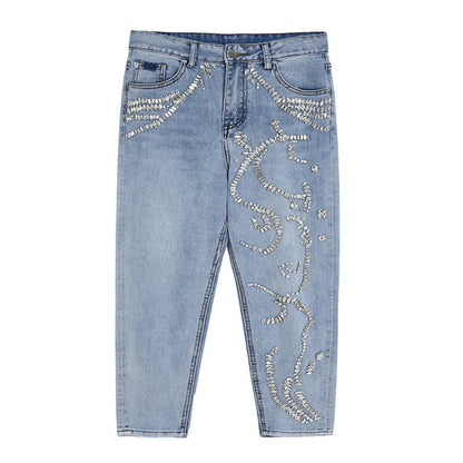 Women's High-Waisted Jeans with Sequin Designer for Her