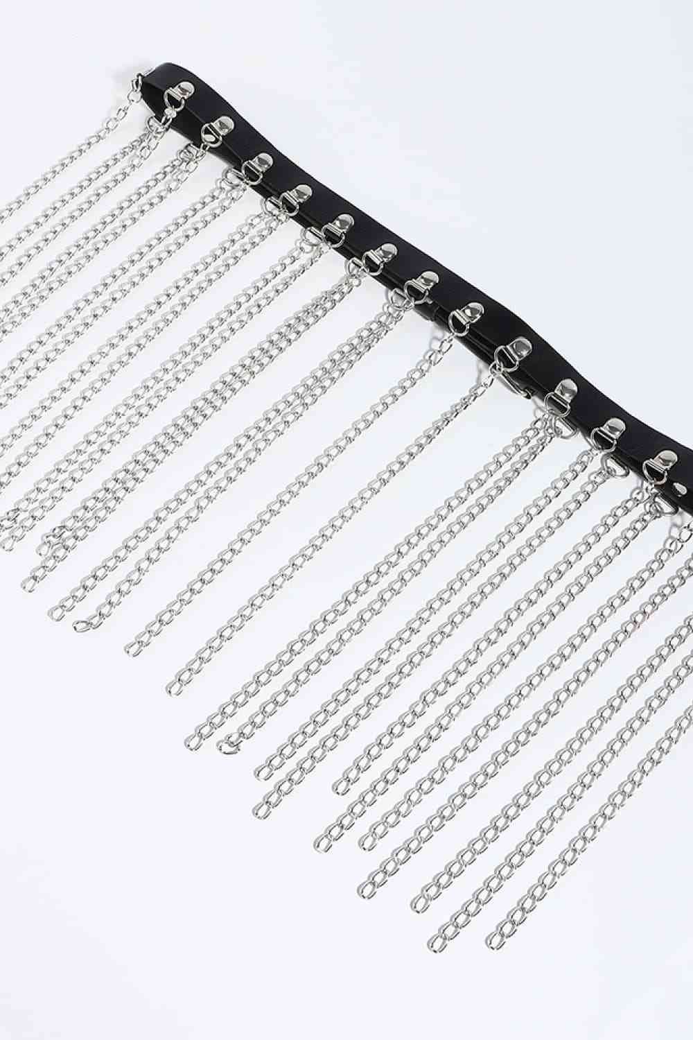 Fringed Chain PU Leather Belt - Munsieur