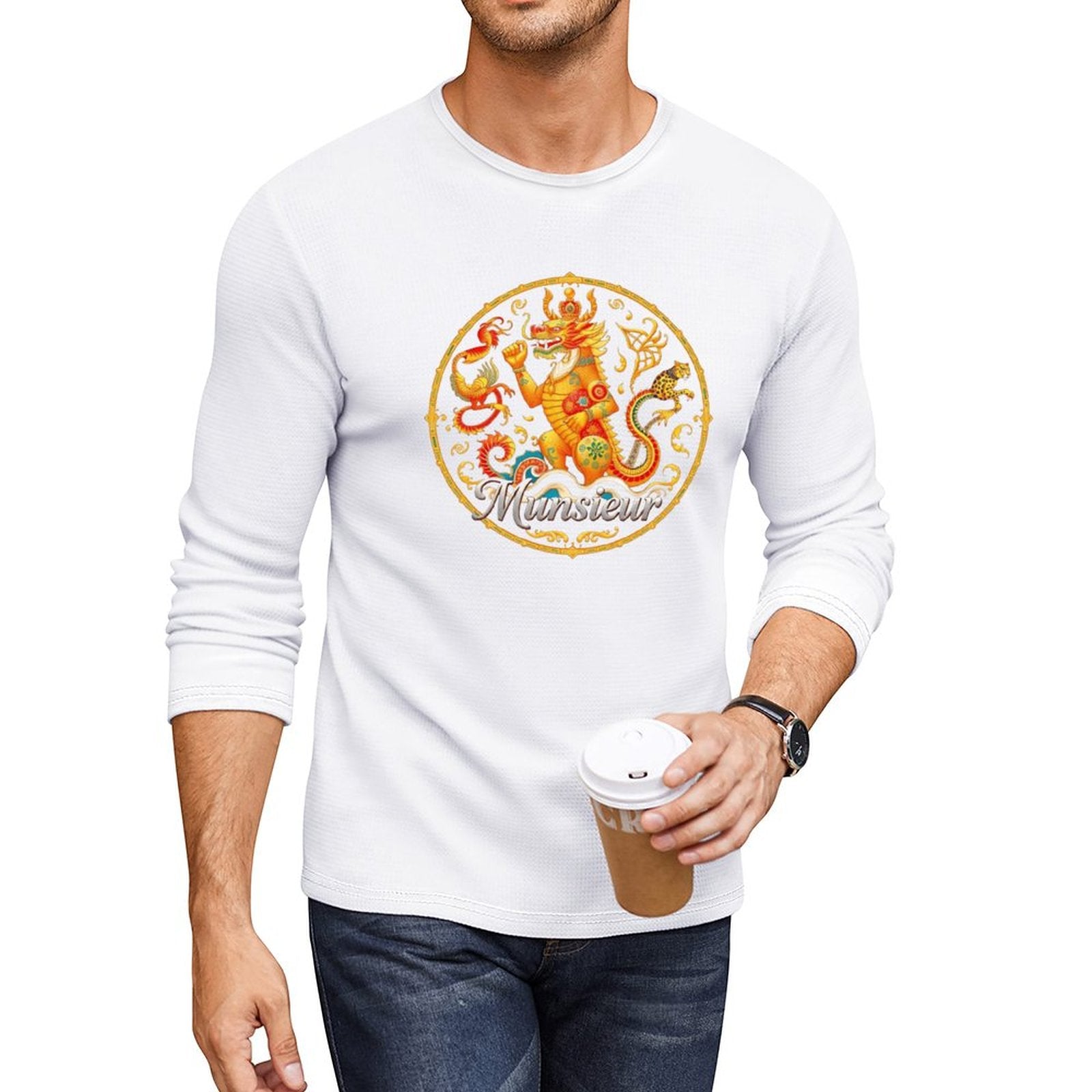 Munsieur Long Sleeve Tee for Men: Luxe Fabric, Tailored Fit - Munsieur