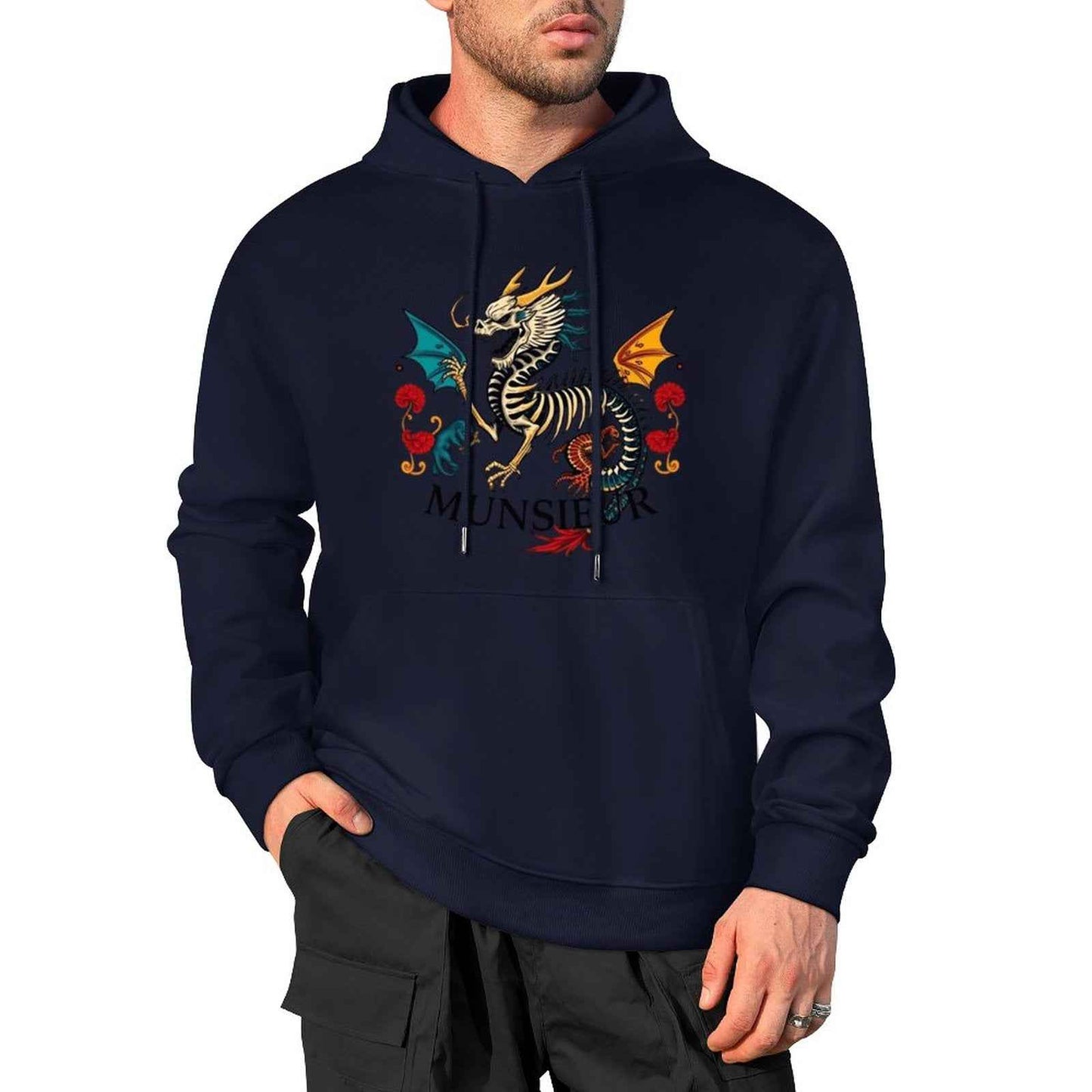 Munsieur Inferno Crest: Dragon Hoodie for Men - Munsieur