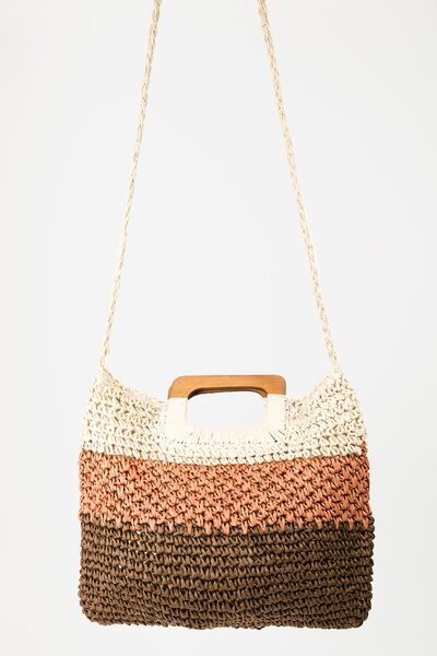 Fame Color Block Double-Use Braided Tote Bag - Munsieur