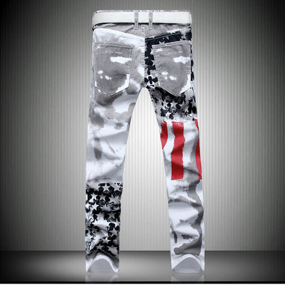 Printed High Fashion Elastic Stretch Slim Fit Men Plus Size Pants
