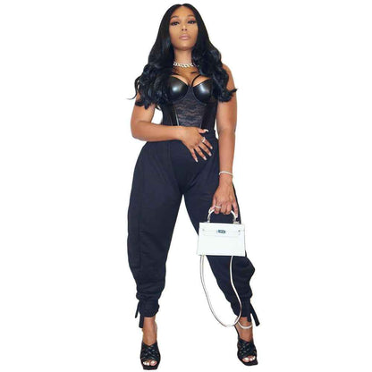 Solid Color Lace-up Leggings Sweats