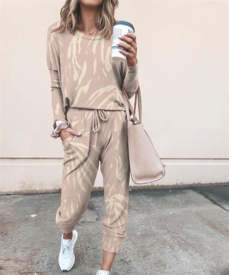 Printed Two-piece Fashion Casual Leggings + Sweater Set - Munsieur