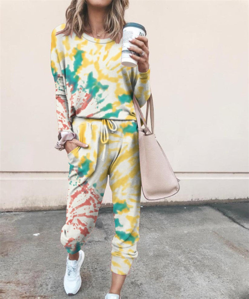 Printed Two-piece Fashion Casual Leggings + Sweater Set - Munsieur