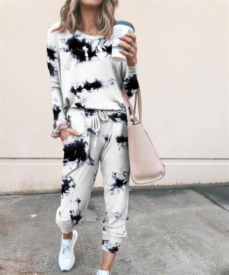 Printed Two-piece Fashion Casual Leggings + Sweater Set - Munsieur