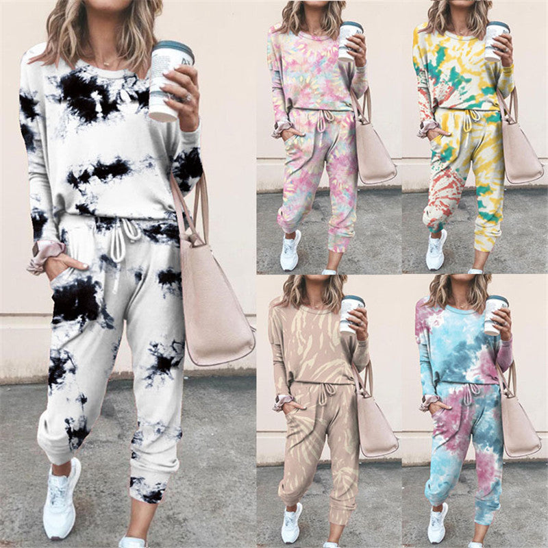 Printed Two-piece Fashion Casual Leggings + Sweater Set - Munsieur