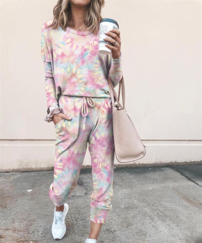 Printed Two-piece Fashion Casual Leggings + Sweater Set - Munsieur