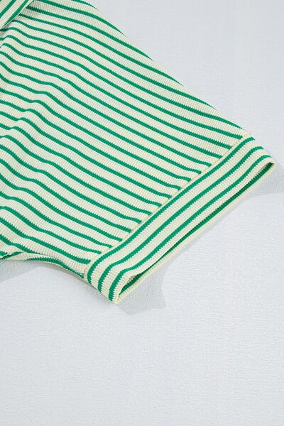 Striped Half Sleeve Tie Waist Romper - Munsieur