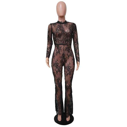 Lace See Through Sexy Nightclub Jumpsuit