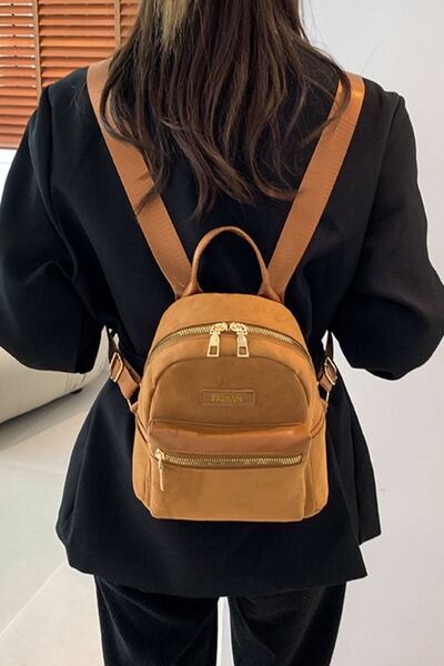 Chic Suede Adjustable Strap Backpack for Everyday Use - Munsieur