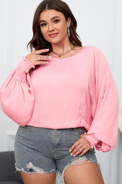 Plus Size Lantern Sleeve Dropped Shoulder Blouse - Munsieur