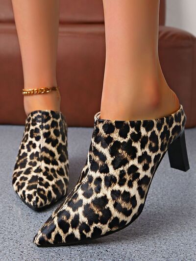 PU Leather Leopard Point Toe Pumps - Munsieur