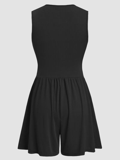 Ruched Plunge Sleeveless Romper - Munsieur